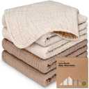 5-Pack Muslin Baby Washcloths for Newborn 12x12" Soft Absorbent Organic Cotton Muslin Wash Cloths for Babies Girl, Boy, Infant, Toddlers, Kids Face Towel, Bath Essentials, Baby Burp Rags (Ecru)