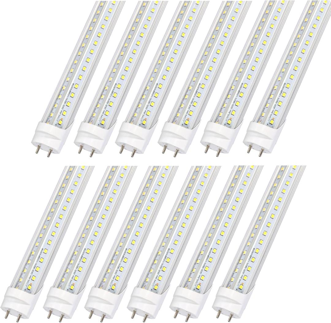 12 Pack 4FT T8 LED Tube Lights, 36W 4860LM 5000K Daylight, Ballast Bypass Direct Wire (Ballast-Free), for Garage, Warehouse, Office & Shop Lighting