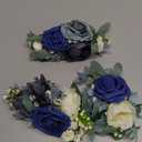 Rinlong 3Pcs Pre-made Cake Toppers Navy Blue Flowers Cake Decorations Wedding Cake Decorating Flowers Decor Birthday Baptism Party Cake Toppers