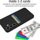 Designed for Samsung Galaxy S25 Plus Case with Card Holder for Women Men Soft Liquid Silicone Cover [Microfiber Lining] Shockproof Slim for Samsung Galaxy S25 Plus Wallet Case Black