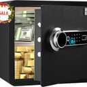 Tenamic Biometric Fingerprint Safe Box 1.41 Cuft Security Box with Induction Light and Leather, Solid Alloy Steel Home Cabinet Safe, Black