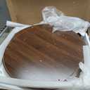 ZttRiee Coffee Table for Living Room, Modern Round Coffee Table with Cabinets & Sliding Doors, Home Small Space, 29.9" Fluted Center Table, Walnut