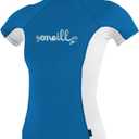 O'Neill Girls Skins Short Sleeve Crew (Turq/White) (Large)