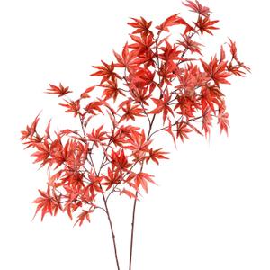 HOHOTIME Fake Fall Leaves Stems, 2 Pcs 35.4" Artificial Leaves Branches in Vase, Autumn Maple Leaf Decorations,Faux Foliage for Kitchen Thanksgiving Table Centerpieces Wedding Shop Office Home Dcor