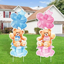 2 Sets Baby Shower Plastic Yard Sign with Stakes Baby Bear Gender Reveal Outdoor Decorations Blue Pink Boy or Girl Yard Sign He She Bear Lawn Sign Newborn Welcome Sign for Gender Reveal Party Supplies