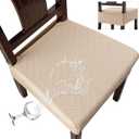 Genina Seat Covers for Chairs Seat Covers for Dining Room Chair Slipcovers Kitchen Chair Covers Dining Chair Covers (6 PCS-Rear-Covered, Khaki)