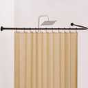 [39"-68.5"] x [55"-84.2"] Large Corner Shower Curtain Rod, L Shaped Adjustable 90 Degree Right-angled Curved Bathroom Curtain Rod with 12 Hooks and Ceiling Support