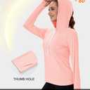 MAGCOMSEN Sun Hoodie Women Hiking Pullover Shirts UPF 50+ UV Protection Long Sleeve Shirt Workout Tops with Pocket LPink Lightpink (Pink)