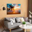 Sunset Ocean Wall Art Tropical Palm Tree Canvas Picture for Living Room Bedroom Coastal Beach Landscape Wall Decor Bathroom Nature Sea Waves Poster Seascape Artwork Home Bedroom Decoration 32x48