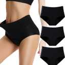 Period Underwear for Women Heavy Flow, Absorbency LeakProof Postpartum Underwear Period Panties Women Menstrual Briefs (Large, Black-3pack)