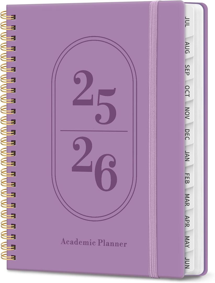 2 x Planner 2025-2026, Academic Year Weekly and Monthly Calendar Planner, July 2025 - June 2026, Spiral Bound School Planning Tool, Perfect for Teacher, Student, Woman & Men - A4 (8.5" x 11"), Purple