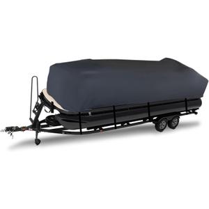 21-24Ft Heavy Duty Trailerable Pontoon Boat Cover Replacement for Pontoon Boat Deck Boat Runabout Gray