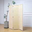 Furnnylane 3 Panel Room Divider and Folding Panel Screen,Bamboo Panel Divider Screen for Room Separation,Beige,67" H x 46" W