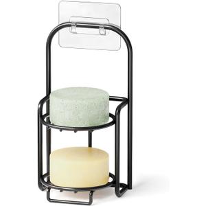SpaceAid 2 Tier Shampoo Bar Holder for Shower, Self Draining Soap Bar Holders Caddy for Bathroom Wall and Kitchen Sink, Shampoo Bar Dish Rack, Stainless Steel Bar Soap Holder (Black)