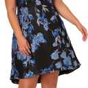 Adrianna Papell V-Neck MIDI Jacquard Dress Blue/Black Multi 18