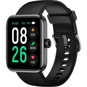 Smart Watch, Fitness Tracker with 45mm Touchcreen, Heart Rate Monitor, Blood Oxygen, Sleep Tracking Fitness Watch IP68 Waterproof Smartwatch for Women Men Compatible with Android iOS (Black)