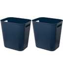 UUJOLY Plastic Small Trash Can Wastebasket, Garbage Container Basket for Bathrooms, Laundry Room, Kitchens, Offices, Kids Rooms, Dorms, 3.5 Gallon, Navy Blue, 2 Pack