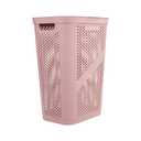 Mind Reader Slim Laundry Hamper with Lid, 60L Clothes Basket, Ventilated Plastic, Pink