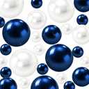 200Pcs Navy Blue&White Vase Filler Pearl Beads for Centerpieces Vases, No Hole Faux Polish Pearls for Floating Candle Home Birthday Wedding Party Table Decor8/14/20mm