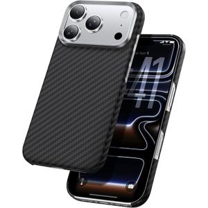 Aramid Fiber for iPhone 17 Pro Case Black/Grey(Twill), Compatible with MagSafe,Slim & Light, Case-Less Touch Feeling