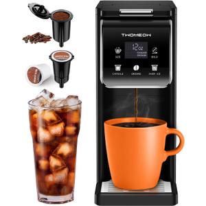 Coffee Maker Hot & Iced With Bold Setting,Single Serve Coffee Maker For K Cup And Grounds,52 Oz Removable Water Tank,6-14 Oz Brew Sizes,One Cup Kcup Coffee Machine With Reusable Filter, White