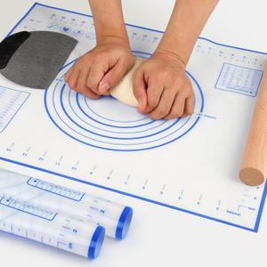 Silicone Baking Mat, Non Stick Pastry Mat Sheet for Dough Rolling, Nonslip Fondant/Pie Crust Mat (Blue, L-16''(W)*24''(L))