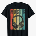 Electronic Music Lover DJ Gift Vintage Retro Headphones T-Shirt Small size Small