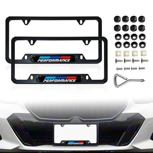 Erivis 2PCS License Plate Frames, Stainless Steel 4-Hole License Plate Bracket Cover Holder for BMW X3 X5 X1 X7 X6 4 3 5 2 1 Series M3 M5 M4 M2 M6 e90 e91 Accessories, with Screw Caps Cover Set(Black)