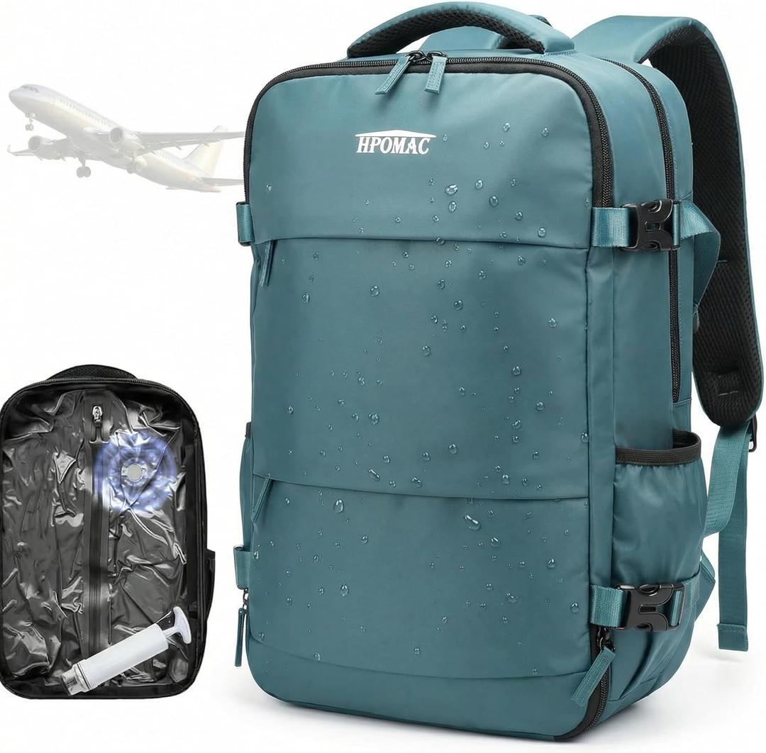 Vacuum Compression Backpack, Carry on Sealed Travel Backpack with Vacuum System and Pump, Mothers Day, Birthday Gifts for Traveler Expands to 40L Packing Capacity, Fits 17 Laptop &25 Days of Clothes (Teal)