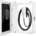 EV Charger Outdoor Enclosure, Charger Station Box for Tesla Wall Charger, Cable Cord Holder Lock Box, Heavy Duty Outdoor Charging Case, White