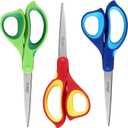 LIVINGO Left Handed Scissors All Purpose - 3 Pack 8.5 Inches Stainless Steel Sharp Adult Scissors for School Office Home Crafting Sewing Cutting Fabric Paper