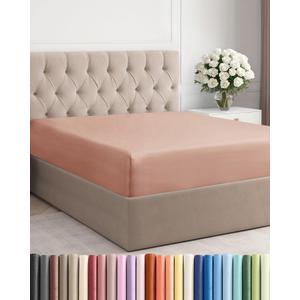 Queen Fitted Bed Sheet - Bottom Single Fitted Sheet Only - Ultra-Soft Hotel Luxury Bedding w/ 8-16 Inch Deep Pockets - Breathable, Cooling & Wrinkle Free - Easy-Care, Fade & Shrink Resistant - Mauve