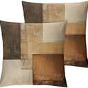 Decorative Throw Pillow Covers, Modern Abstract Brown Geometric Pattern, Set of 218x18 Pillows Linen Pillowcase, Modern Decorative Square Pillowcases for Sofa Couch Bedroom Living Room Car