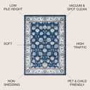 JONATHAN Y Modern Vintage Moroccan Traditional Navy/Light Gray Indoor Area Rug, 3x5, Country, Floral, Easy-Cleaning for Living Room, Bedroom, Kitchen, Pet Friendly, Non-Shedding (MDP101A-3)