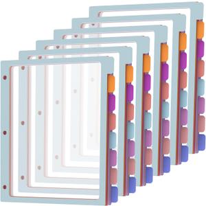 Binder Dividers with Tabs,8 Tab Dividers for 3 Ring Binder, Multi-Colored Page Binder Dividers Letter Size Plastic File Folder Pastel Color for Notebook School, 3 Hole Punch, 12 Set 96 Pcs