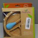 Avanchy Baby Plates Divided Bamboo with Suction for Babies Kids Toddler Food with Silicone Spoon for Feeding (Blue)