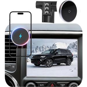 Phone Mount for Jeep Grand Cherokee (2014-2017 2018), Magnetic Phone Holder, Magsafe Car Mount Charger, Dashboard Phone Holder, 15W Wireless Fast Charging for iPhone, Samsung & Google, Car Accessories