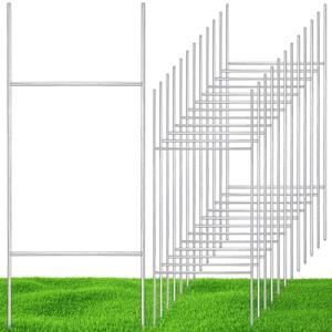 Therwen 12 Pcs H Stakes for Yard Signs 30'' x 10'' Metal Heavy Duty H Frame Wire Stakes Weatherproof Metal Holder for 250 Anniversary USA 4mm 5mm Corrugated Signs Board Guidepost Yard Decor