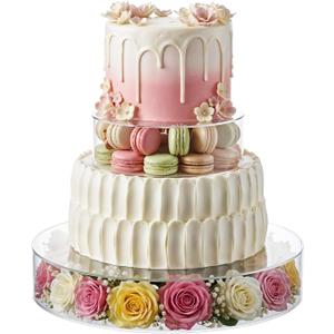 2 Pcs Clear Acrylic Cake Stand, 6 Inch & 10 Inch Round Fillable Display Risers with Hollow Bottom, for Wedding, Birthday Party, and Dessert Table Decorations