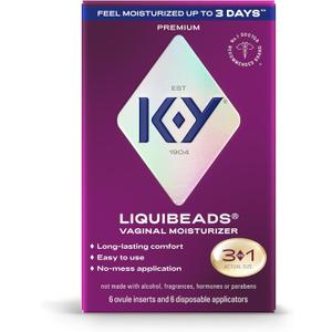 K-Y Personal Lubricant, Liquibeads Vaginal Moisturizer, 6 Bead Inserts and 6 Applicators to Supplement a Woman's Natural Moisture for Comfort and Sex K-Y Personal Lubricant, Liquibeads Vaginal Moisturizer, 6 Bead Inserts and 6 Applicators to Supplement a Woman's Natural Moisture for Comfort and Sex