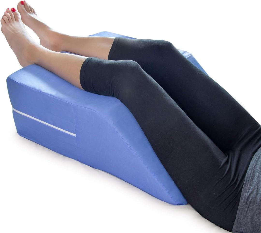 DMI Leg Wedge Pillow for Back Pain Relief (FSA Eligible) | High-Density Foam | Bed Wedge Pillow For Legs Elevation | Knee Pain, Post Surgery Pillow | Circulation and Swelling | Pregnancy | Blue (8 Inch)