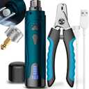YABIFE Dog Nail Trimmers and Dog Nail Clippers Kit, Whisper Quiet Electric Grinder with Light, Rechargeable, for Small, Medium, Large Dogs, Cats Toenail & Claw Grooming, 3 Speeds