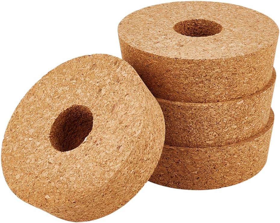 OLYCRAFT 4 Pack Cork Lids for Glass Planters 3.5~3.9 Inch Hydroponic Lids 1.2 Inch Thick Terrarium Cork Covers with 1.2 Inch Hole Natural Cork Stoppers for Hydroponic Plant Propagation Growing Vases