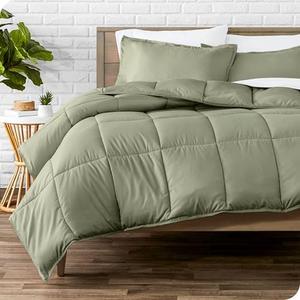 KASENTEX King Size Comforter Set 3 Piece,Seersucker Breathable Fabric,Lightweight Fluffy Down Alternative,Box Stitch Quilting, All Season Machine Washable with 2 Pillow Shams,Sage Green