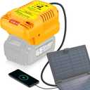 Solar Charger Adapter for Dewalt 20V/60V Battery, Portable, Outdoor Work, Camping