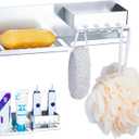 Toothbrush Holder, Soap Dish for Shower, Toothbrush Holder Wall Mount Holder, Stainless Steel Electric Toothbrush and Toothpaste Holder, Self Draining Soap Rack for Bathroom Razor Holder(Silver)