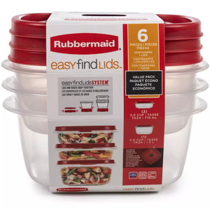 Rubbermaid EasyFindLids Food Storage and Organization Containers, 3-Pack, Racer Red