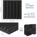 Sound Proof Foam Panels - 12 x 12 x 2 Inches 36 Pack Wedges Acoustic Foam Panels Sound Proofing Padding for Walls and Ceiling High Density Foam Studio Foam (Black)