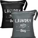 2 Pcs Large Travel Laundry Bags - Waterproof Wet Dry Bags for Gym Clothes, Swimming, Yoga (Black+Grey)