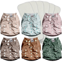 Mama Koala 3.0 Pocket Cloth Diapers for Babies with AWJ Lining, 6 Pack with 6 4Layer Natural Cloth Diaper Inserts  Reusable and Washable Pocket Diapers(Simply Neutrals)